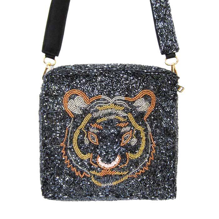 Black Tiger Accented Beaded Crossbody Bag looks like the ultimate fashionista when carrying this Tiger Accented Beaded Crossbody Bag, great for when you need something small to carry or drop in your bag. Perfect gifts for weddings, Prom, birthdays, Mother’s Day, or any occasion. These set you apart from everyone else.