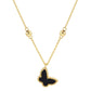 Black Top Gold Dipped Enamel Butterfly Pendant Necklace. Get ready with these Pendant Necklace, put on a pop of color to complete your ensemble. Perfect for adding just the right amount of shimmer & shine and a touch of class to special events. Perfect Birthday Gift, Anniversary Gift, Mother's Day Gift or any special occasion.
