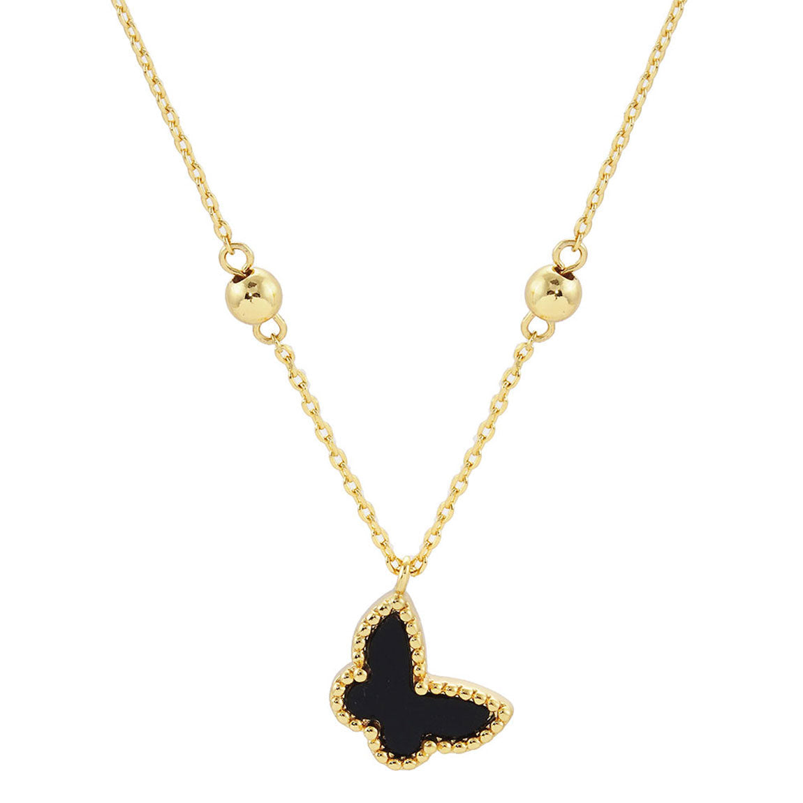 Black Top Gold Dipped Enamel Butterfly Pendant Necklace. Get ready with these Pendant Necklace, put on a pop of color to complete your ensemble. Perfect for adding just the right amount of shimmer & shine and a touch of class to special events. Perfect Birthday Gift, Anniversary Gift, Mother's Day Gift or any special occasion.
