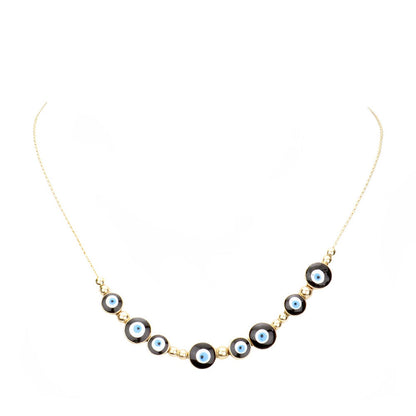 Black Trendy Fashionable Evil Eye Metal Ball Necklace, Get ready with these Metal Ball Necklace, put on a pop of color to complete your ensemble. Perfect for adding just the right amount of shimmer & shine and a touch of class to special events. Perfect Birthday Gift, Anniversary Gift, Mother's Day Gift, Graduation Gift.