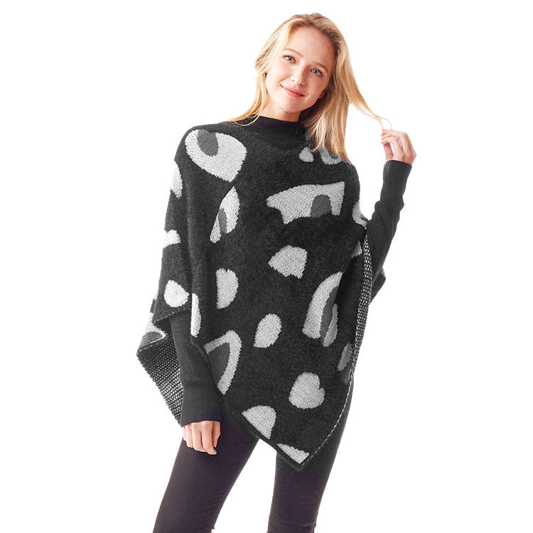 Black Trendy Fashionable Leopard Patterned Soft Poncho, the perfect accessory, luxurious, trendy, super soft chic capelet, keeps you warm and toasty. You can throw it on over so many pieces elevating any casual outfit! Perfect Gift for Wife, Mom, Birthday, Holiday, Christmas, Anniversary, Fun Night Out