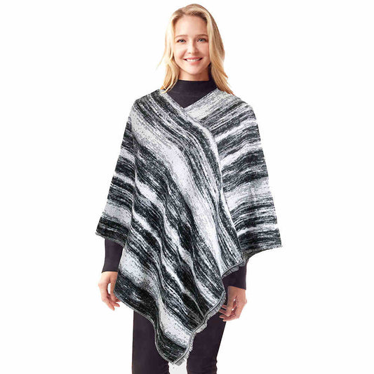 Vertical Patterned Poncho, Women V-Neck Ruana, ideal for layering, this chevron design will accent your look while keeping you warm and cozy. Fall fashion made easy. Perfect Birthday Gift, Christmas Gift, Anniversary Gift, Regalo Navidad, Regalo Cumpleanos, Valentine's Day Gift