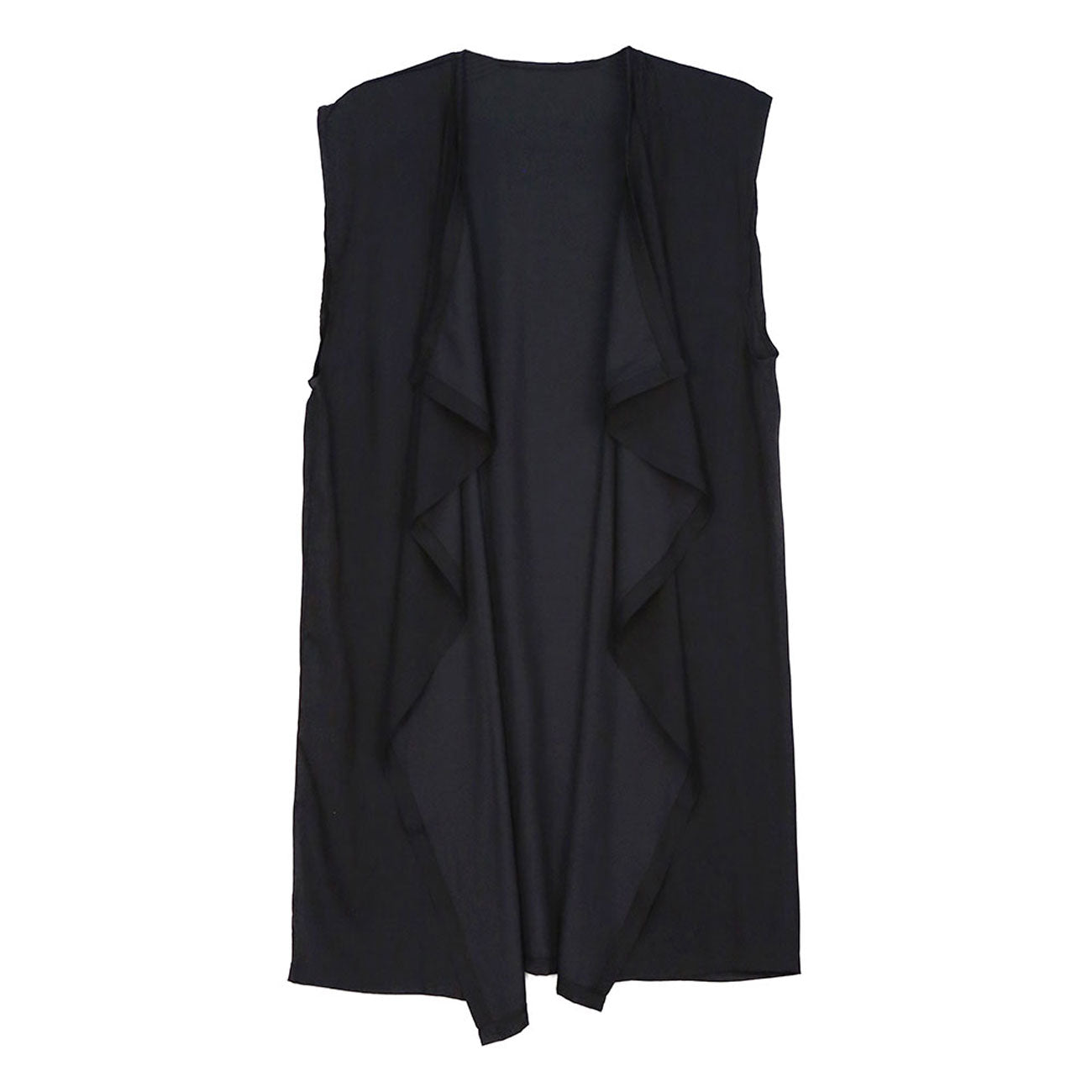 Black Waterfall Lapel Satin Vest, Luxurious, trendy, super soft chic capelet, keeps you warm and toasty. You can throw it on over so many pieces elevating any casual outfit! Perfect Gift for Wife, Birthday, Holiday, Christmas, Anniversary, Fun