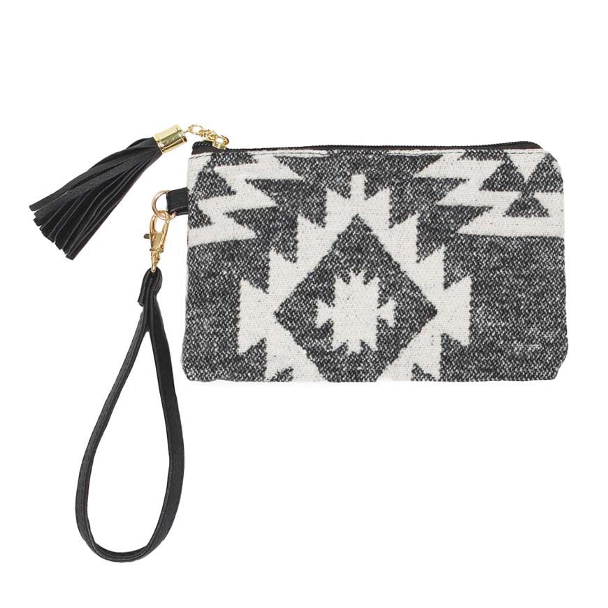 Black Western Print Wristlet Pouch Bag, comes with detachable strap. It looks like the ultimate fashionista while carrying this trendy pouch bag! It will be your new favorite accessory to hold onto all your necessary and handy items. Easy to carry specially when you need hands-free and lightweight to run errands or a nigh tout on the town. Fits your phone, wallet, keys etc. A caring gift for ones you care.