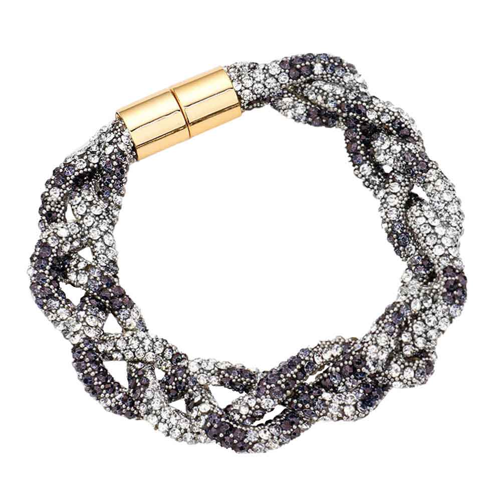 Black White Bling Braided Magnetic Bracelet, Glam up your look with this Magnetic bracelet featuring an alluring braided mesh design and high polish finish for extra sheen. The magnet clasp keeps the bracelet secure on your wrist and makes it easy to wear and take off. This wide braided bracelet works well as a statement jewelry piece. Awesome gift for birthday, Anniversary, Valentine’s Day or any special occasion.