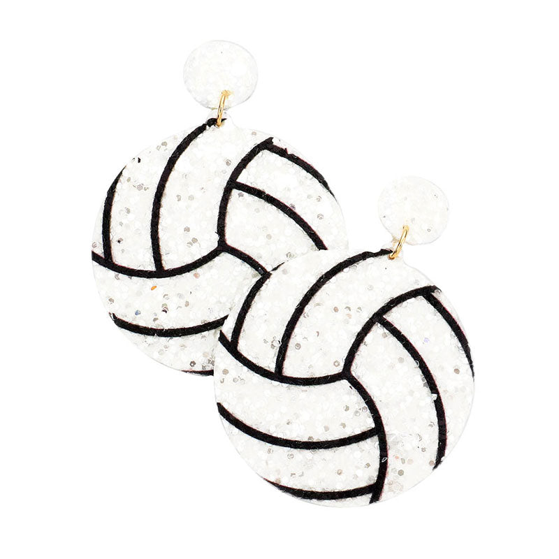 Black White Felt Back Volleyball Sequin Dangle Earrings. This earring is a bold, eye-catching design.  These modern & cool designed earrings feature everything from casual to sophisticated looks. Earrings that fits your lifestyle! It will be your new favorite accessory. Coordinate with any ensemble from business casual to everyday wear. Perfect Birthday, Anniversary , Mother's Day , Just Because, Thank you Gift.