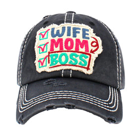 Black Wife Mom Boss Vintage Baseball Cap. Fun cool vintage cap perfect for who is in charge of the home, it is an adorable baseball cap that has a vintage look, giving it that lovely appearance. These stylish vintage caps all feature catchy message themes that are sure to grab some attention. The perfect gift for all occasions! These baseballs are available in a wide variety of designs. Whether you're looking for a holiday present, birthday present, or just something cool to wear, this hat is for you.