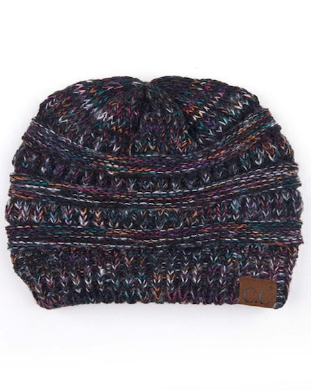 Black Multi C.C Multicolor Diagonal Garter Stitch Knitted Beanie Warm Winter Hat; reach for this classic toasty hat to keep you nice n warm in the chilly winter weather, the wintry touch finish to your outfit. Perfect Gift Birthday, Christmas, Holiday, Anniversary, Stocking Stuffer, Secret Santa, Valentine's Day, Loved One, BFF