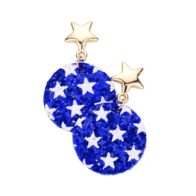 Blue American USA Flag Round Dangle Earrings, get into the country  spirit with our gorgeous handcrafted USA Flag round earrings, they will dangle on your earlobes & bring a smile to those who look at you.Show your love for our country with this sweet patriotic heart USA flag style American Flag Earrings. Featuring red, white and blue for a bit of fashionable fireworks flair  Perfect Gift  Birthdays, Christmas etc.