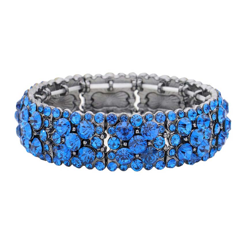 Blue Black Bubble Stone Cluster Stretch Evening Bracelet, Get ready with these Magnetic Bracelet, put on a pop of color to complete your ensemble. Perfect for adding just the right amount of shimmer & shine and a touch of class to special events. Perfect Birthday Gift, Anniversary Gift, Mother's Day Gift, Graduation Gift.