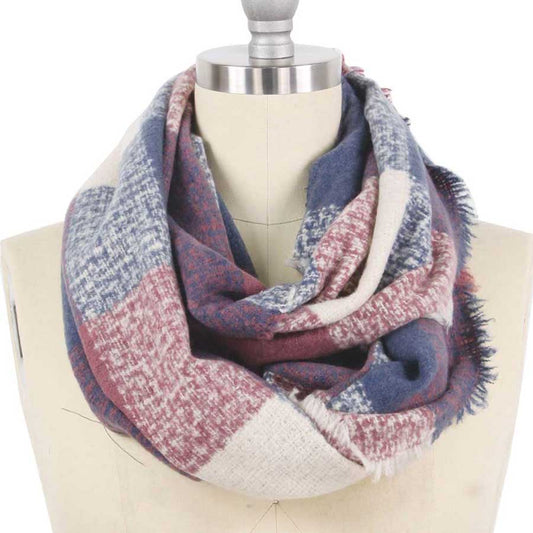 Blue Check Infinity Scarf, delicate, warm, on trend & fabulous, a luxe addition to any cold-weather ensemble. This Check Infinity scarf combines great fall style with comfort and warmth. It's a a perfect weight can be worn to complement your outfit, or with your favorite fall jacket. Great for daily wear in the cold winter to protect you against chill, classic infinity-style scarf & amps up the glamour with plush material that feels amazing snuggled up against your cheeks.