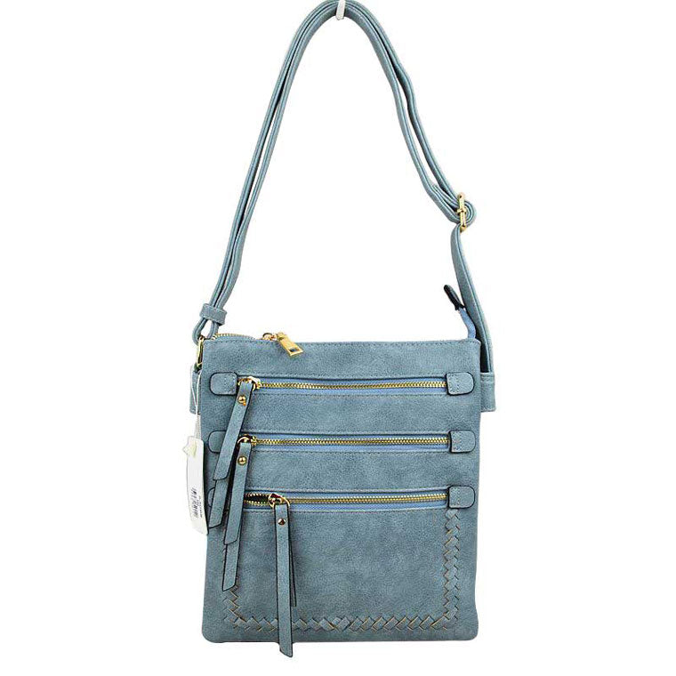 Blue Fashionable Womens Soft Leather Crossbody Purse Shoulder Bag, Show your trendy side with this awesome crossbody bag. Have fun and look stylish. Versatile enough for wearing straight through the week, perfectly lightweight to carry around all day. Hands-Free Cross-Body adds an instant runway style to your look, giving it ladylike chic. This handbag is destined to become your new favorite. Detachable, adjustable crossbody strap. Exterior front zip pocket.