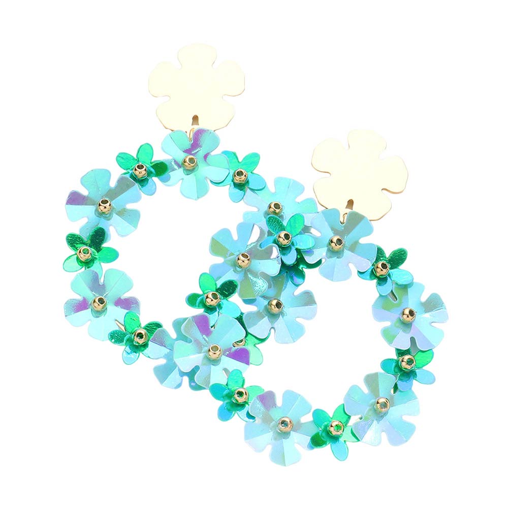 Blue Flower Cluster Open Circle Dangle Earrings, get ready with these cluster earrings to receive the best compliments on any special occasion. This is for those who love flowers very much. It looks so pretty, bright, and elegant on any special occasion. Awesome gift for birthdays, Valentine’s Day, or any special occasion.