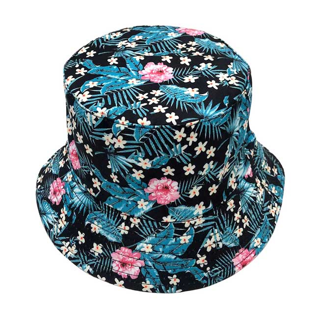 Blue Flower Leaf Reversible Bucket Hat, adds a great accent to your wardrobe, This elegant, timeless & classic Bucket Hat looks cool & fashionable. Perfect for that bad hair day, or simply casual everyday wear; Great gift for that fashionable on-trend friend. Perfect Gift Birthday, Holiday, Christmas, Anniversary, Valentine's Day