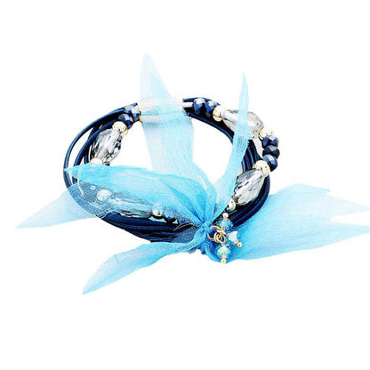 Blue Gold Multi Strand Cord Beaded Mesh Flower Magnetic Bracelet Make a statement with these message bracelets, very easy to put on, take off and so comfortable for daily wear. Pair these with tee and jeans and you are good to go. It will be your new favorite go-to accessory. Perfect Birthday gift, friendship day, Mother's Day, Graduation Gift.