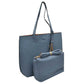 Blue Large Tote Reversible Shoulder Vegan Leather Tassel Handbag, High quality Vegan Leather is a luxurious and durable, Stay organized in style with this square-shaped shopper tote purse that is fully reversible for two contrasting interior and exterior solid colors. This vegan leather handbag includes an on-trend removable tassel embellishment. Guaranteed, This will be your go-to handbag. 