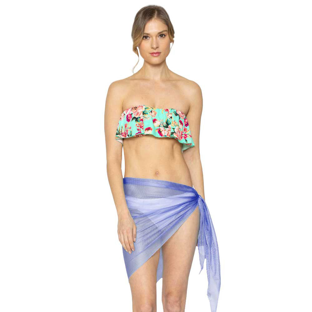 Blue Mesh Net Triangular Sarong Scarf, Cute sarong coverups for women is made of breathable fabric. Sarong is perfect sexy, classy shape so that it ties on the side. beach bikini cover-up, bathing suit coverup, beach sun protective shawl, sarong dress, beach blanket, head scarf, chest coverage, short wrap skirt, tunic top or basic cover. Perfect accessory for beachwear, resort, pool party, lake, vacation.