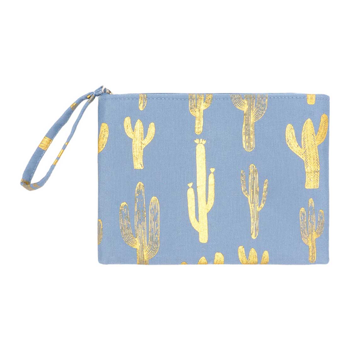 Blue Metallic Cactus Patterned Pouch Clutch Bag. Take your love for statement accessorizing to a new level of affection with these Pouch Clutch Bag! Highlight your appearance, grasp everyone's eye in your party. Perfect gift on Christmas, Valentine's Day, Anniversaries as well as birthday for your beloved ones.