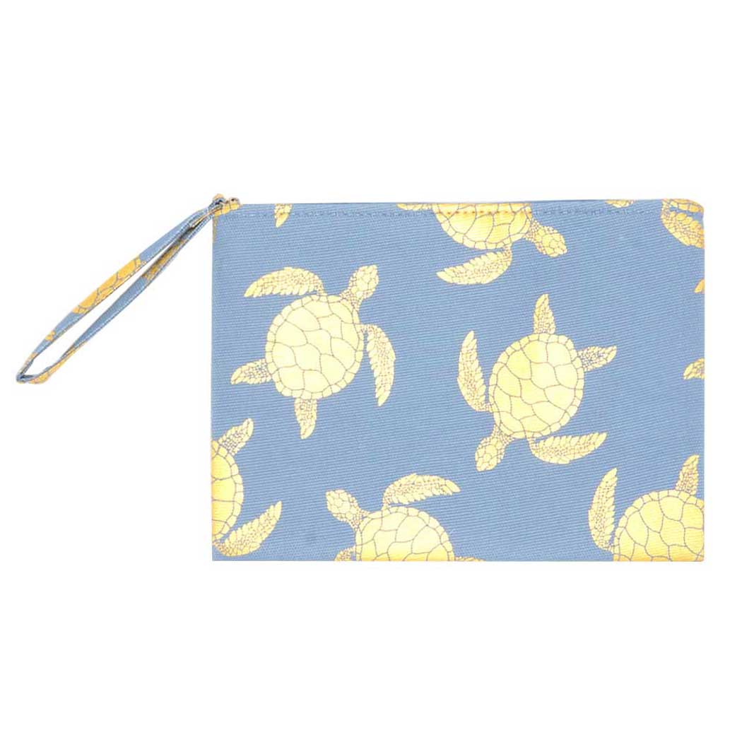 Blue Metallic Turtle Pouch Clutch Bag. Whether you are out shopping, going to the pool or beach, this sea life turtle themed clutch bag is the perfect accessory. Spacious enough for carrying any and all of your seaside essentials. Perfect Birthday Gift, Anniversary Gift, Just Because Gift, Mother's day Gift, Summer, Sea Life & night out on the beach etc.