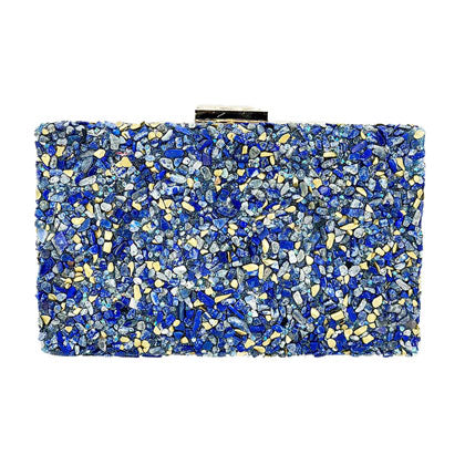 Blue Mother of Pearl Cluster Clutch Crossbody Bag. Look like the ultimate fashionista when carrying this Crossbody bag, great for when you need something small to carry or drop in your bag. This Cocktail bag switch up your style. Perfect Birthday Gift, Anniversary Gift, Mother's Day Gift.