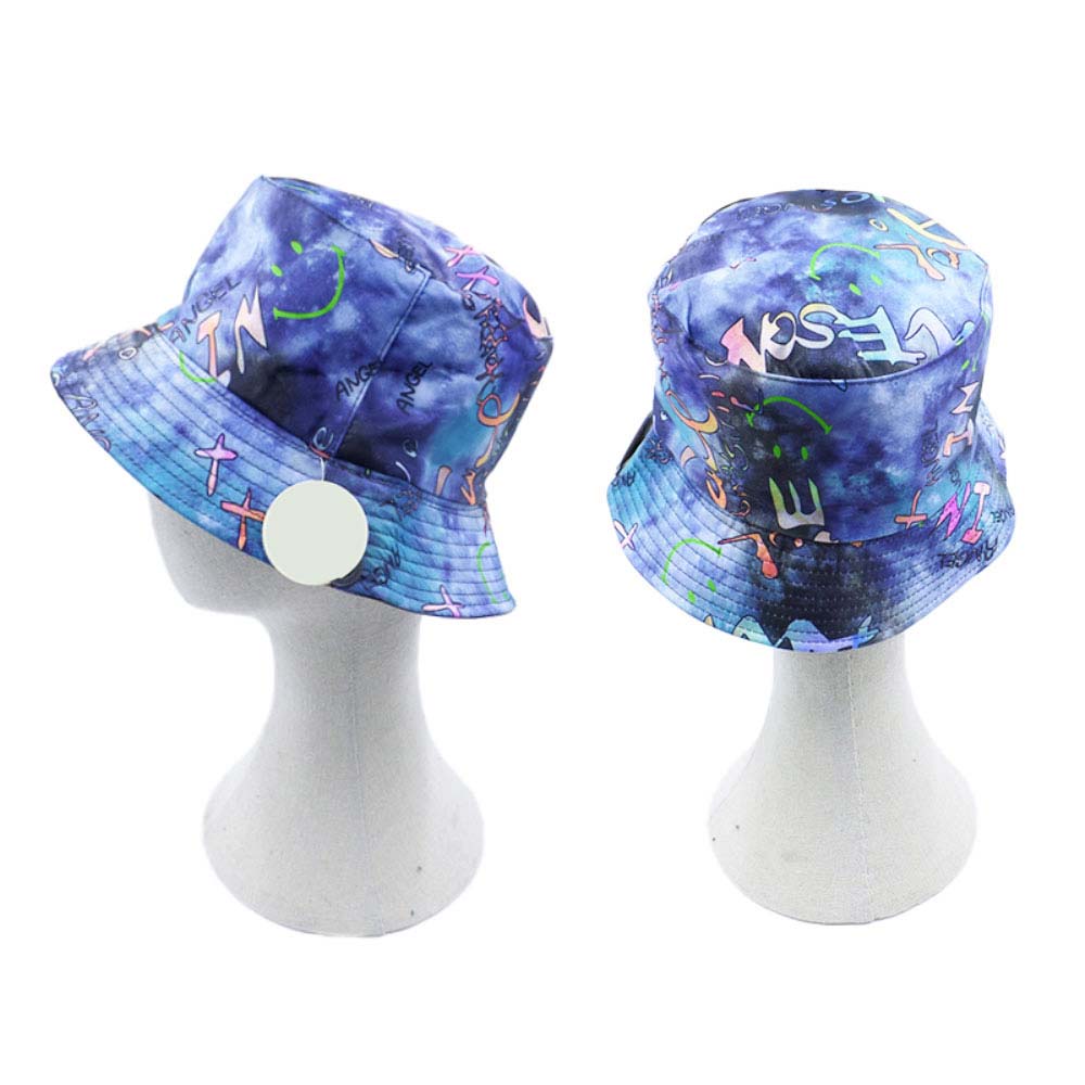 Blue Reversible Love Super Angel Message Smile Tie Dye Bucket Hat, Keep your styles on even when you are relaxing at the pool or playing at the beach. Large, comfortable, and perfect for keeping the sun off of your face, neck, and shoulders. Perfect gifts for birthdays, holidays, Valentine’s Day, or any meaningful occasion.