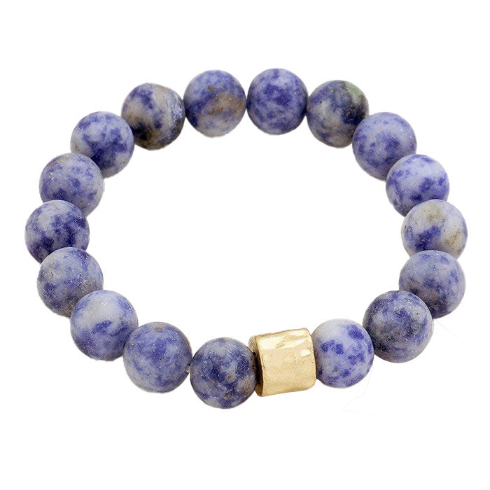 Blue Semi precious stone beaded stretch bracelet, Look like the ultimate fashionista with these stretch bracelet! this stunning stone beaded bracelet can light up any outfit, and make you feel absolutely flawless. Fabulous fashion and sleek style adds a pop of pretty color to your attire, coordinate with any ensemble from business casual to everyday wear.