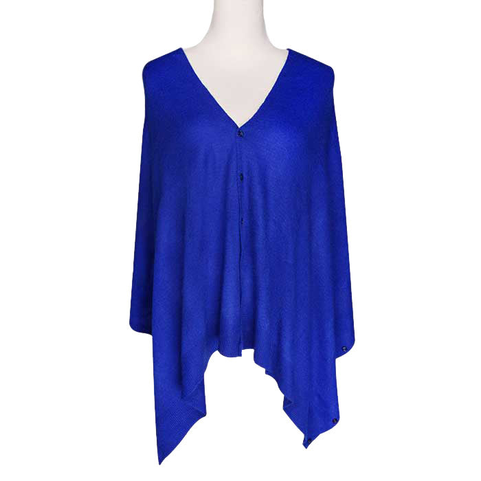 Blue Solid Button Poncho, These famous multi-purpose ponchos are wonderfully versatile and can be worn in many different ways: as a poncho; a shrug; a cardigan; a scarf; a snood; and a shawl. Timeless beautiful Poncho is ensure your upper body stays perfectly warm when the temperatures drop. A fashionable eye catcher, will quickly become one of your favorite accessories, the thickness is perfect for autumn winter and spring, fine gift for women, girl, mom.