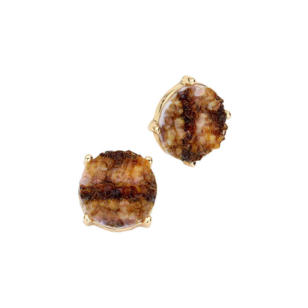 Brown Round Druzy Stud Earrings. Get ready with these bright earrings, put on a pop of color to complete your ensemble. Perfect for adding just the right amount of shimmer & shine and a touch of class to special events. Perfect Birthday Gift, Anniversary Gift, Mother's Day Gift, Graduation Gift.