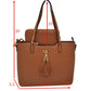 Brown 2in1 Solid Color Tote Handbag With Matching Wallet, This elegance Tote bag comes with a beautiful matching wallet. Every outfit needs to be planned with this adorable handbag. Stylish enough to match your fanciest outfits, and durable enough for travel and daily use. Show your trendy side with this awesome tote bag. Have fun and look stylish!