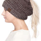 Brown C.C Mixed Color Knitted Ponytail Beanie Stylish Comfy Warm Winter Hat; reach for this classic toasty hat to keep you nice n warm in the chilly winter weather, the wintry touch finish to your outfit. Perfect Gift Birthday, Christmas, Holiday, Anniversary, Stocking Stuffer, Secret Santa, Valentine's Day, Loved One, BFF