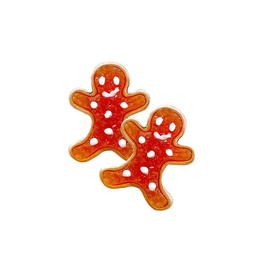 Brown Druzy Gingerbread Man Stud Earrings, Fun & trendy, these Christmas themed stud earrings will accent your look.  Coordinate these earrings with any ensemble. Lightweight and comfortable for wearing all through the week. Ideal for Halloween parties, Christmas, cosplay, costume party, display, birthday, events, holidays. Perfect Birthday Gift, Valentine's Day Gift, Anniversary Gift, Mother's Day Gift, Thank you Gift.