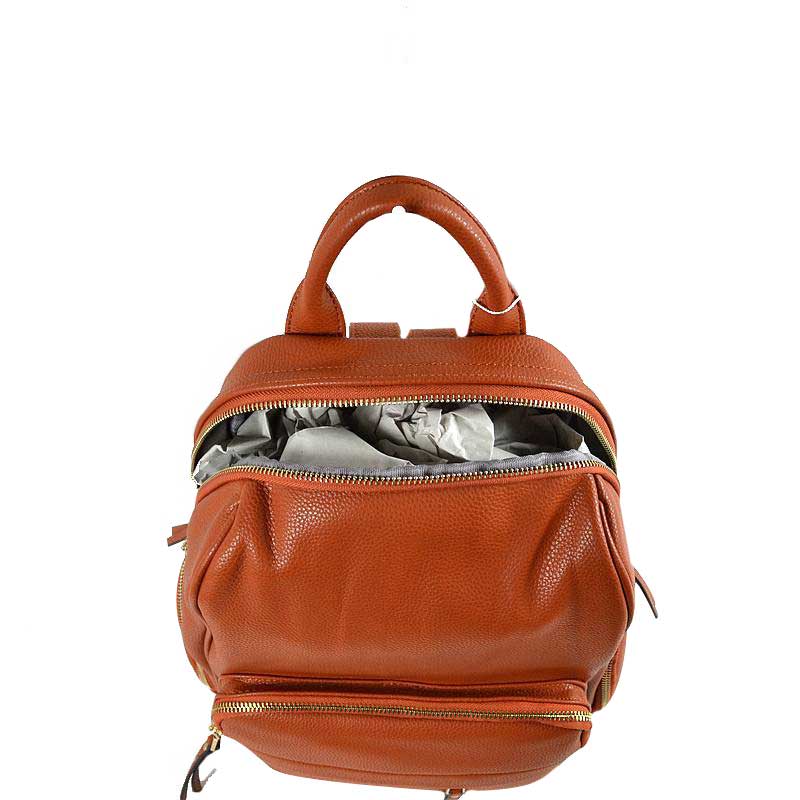 Brown Elegant Soft PU Leather Bag Casual Shoulder Women's Backpack, These backpack purse is made of soft, waterproof and durable PU Leather, which can keep this fashion women backpack clean, dry and comfortable. Elegant PU Leather as an eye-contacting element, gives you confidence with this lady backpack purse. This casual women backpack features- one big zipper pocket and outside section keeps two zipper pockets for cosmetic or glasses case and also have two side zipper pockets.