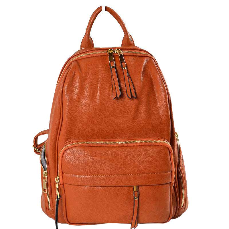 Brown Elegant Soft PU Leather Bag Casual Shoulder Women's Backpack, These backpack purse is made of soft, waterproof and durable PU Leather, which can keep this fashion women backpack clean, dry and comfortable. Elegant PU Leather as an eye-contacting element, gives you confidence with this lady backpack purse. This casual women backpack features- one big zipper pocket and outside section keeps two zipper pockets for cosmetic or glasses case and also have two side zipper pockets.