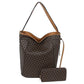 Brown Fashion Monogram Bucket 2 IN 1 Shoulder Bag Hobo With Wallet. Look like the ultimate fashionista with these vintage shoulder bags! Add something special to your outfit! This fashionable bag will be your new favorite accessory. Perfect Birthday Gift, Anniversary Gift, Mother's Day Gift, Graduation Gift, Valentine's Day Gift.