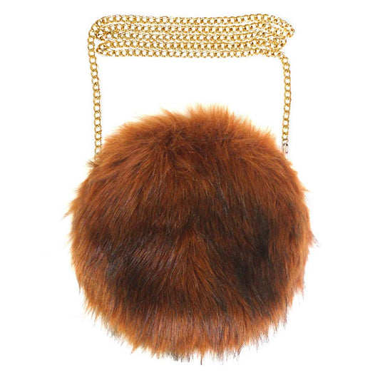 Brown Faux Fur Round Crossbody Bag, this cute and attractive crossbody bag is awesome to show your trendy choice that will make you stand out. It gives you the best support for carrying the handy stuff. Have fun and look stylish with this beautiful crossbody bag that will amp up your attire surely. It's versatile enough for wearing straight through the week. Perfectly lightweight to carry around all day. Perfect Birthday Gift, Anniversary Gift, Mother's Day Gift, Graduation Gift, Valentine's Day Gift.