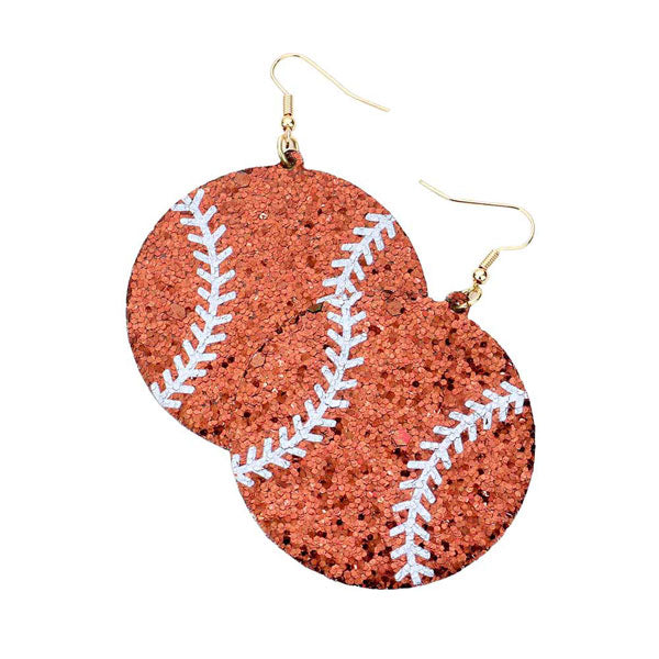 Brown Glittered Baseball Dangle Earrings. The perfect assortment of beautiful earrings, pair these  sports themed dangle glitzy studs with any ensemble for a polished & sophisticated look. Beautifully crafted design adds a gorgeous glow to any outfit. Perfect for adding just the right amount of shimmer & shine and a touch of class to special events. Suitable for wear Party, Wedding, Date Night or any special events. Perfect Birthday, Anniversary, Prom Jewelry, Thank you Gift.