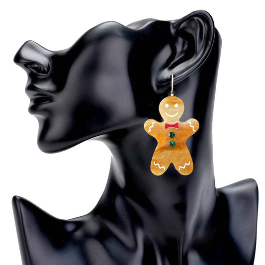 Brown Glittered Resin Gingerbread Man Dangle Earrings. Get ready with these Earrings. Beautifully crafted design adds a gorgeous glow to any outfit. Jewelry that fits your lifestyle! Perfect Birthday Gift, Anniversary Gift, Mother's Day Gift, Anniversary Gift, Graduation Gift, Prom Jewelry, Just Because Gift.