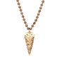 Brown Hammered Metal Arrow Pendant Faceted Beads Long Necklace, The arrowhead pendant design is trendy and chic, cool and special, goes well with other accessories, make you more charming and edgy among the crowds.  This faceted beads necklace pendant is suitable for any occasion, Perfect Birthday Gift, Anniversary Gift, Mother's Day Gift. 