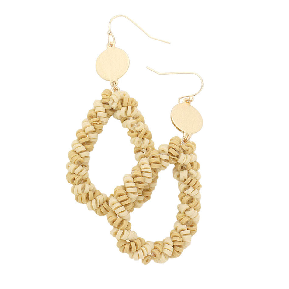 Brown Heishi Beaded Open Teardrop Dangle Earrings.  These fashionable trendy Teardrop earrings for women are suitable for every girl as well! Wearing it you are a unique fashion in the crowd. These gorgeous earrings are unique in design, light and sparky. Perfect for Valentine’s Day, bachelorette party, Beach Party, Vacation Earrings, Party Earrings, Party Favors to glam up your party outfit.