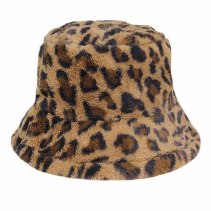 Brown Leopard Patterned Faux Fur Bucket Hat, this Faux Fur leopard patterned bucket hat is nicely designed and a great addition to your attire. Perfect for protecting you from the wind, snow, beach, pool, camping, or any outdoor activities in cold weather. Awesome winter gift accessory! Perfect gift for Birthdays, Christmas, Stocking stuffers, Secret Santa, holidays, anniversaries, Valentine's Day, etc. to your friends, family, or loved ones.