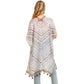 Brown Multi Dash Pattern Tassel Cover Up Kimono Poncho, This timeless Kimono Poncho is Soft, Lightweight and Breathable Fabric, Comfortable to Wear. Sophisticated, flattering and cozy, this Poncho drapes beautifully for a relaxed, pulled-together look. Suitable for Weekend, Work, Holiday, Beach, Party, Club, Night, Evening, Date, Casual and Other Occasions in Spring, Summer and Autumn.