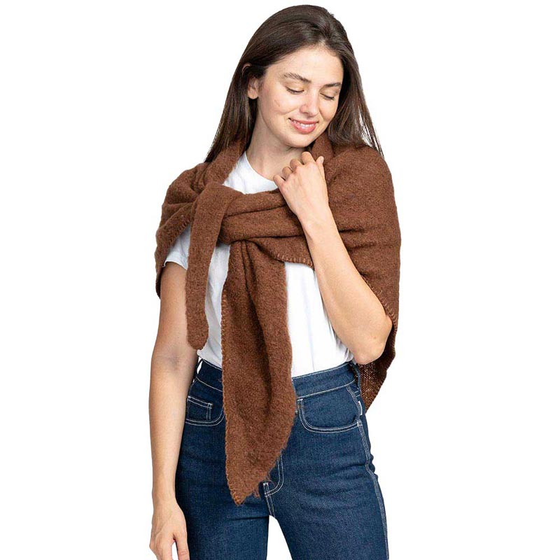Brown Plain Solid Triangle Scarf Shawl, is accented by a triangle style design in a Plain solid color, warm cozy over the shoulder scarf, plushy addition to any cold-weather ensemble, adds a modern touch to the cozy style. It's a design that gives any outfit a unique look. As a modern fashionista, try wearing this luxurious scarf. It'll definitely become a favorite in your accessories collection. Perfect Gift for Birthday, Holiday, Anniversary, Christmas, Fun Night Out, etc. 