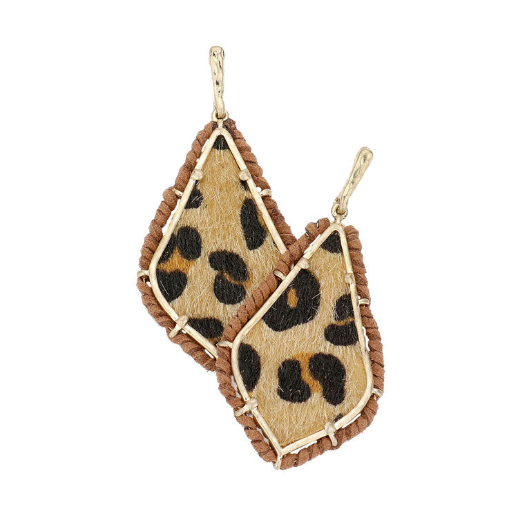 Brown Post Back Leopard Patterned Petal Dangle Earrings. Beautifully crafted design adds a gorgeous glow to any outfit. Jewelry that fits your lifestyle! Perfect Birthday Gift, Anniversary Gift, Mother's Day Gift, Anniversary Gift, Graduation Gift, Prom Jewelry, Just Because Gift, Thank you Gift.