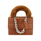 Brown Solid Faux Fur Handle Tote Crossbody Bag, this cute and attractive crossbody bag is awesome to show your trendy choice that will make you stand out. It gives you the best support for carrying the handy stuff. Have fun and look stylish with this beautiful crossbody bag that will amp up your attire surely. It's versatile enough for wearing with any outfit. Perfectly lightweight to carry around all day. Perfect Birthday Gift, Anniversary Gift, Mother's Day Gift, Graduation Gift, or Valentine's Day Gift.