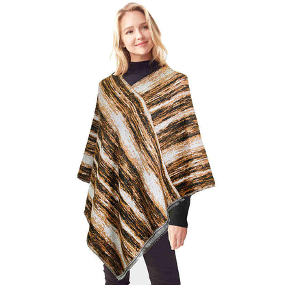 Vertical Patterned Poncho, Women V-Neck Ruana, ideal for layering, this chevron design will accent your look while keeping you warm and cozy. Fall fashion made easy. Perfect Birthday Gift, Christmas Gift, Anniversary Gift, Regalo Navidad, Regalo Cumpleanos, Valentine's Day Gift