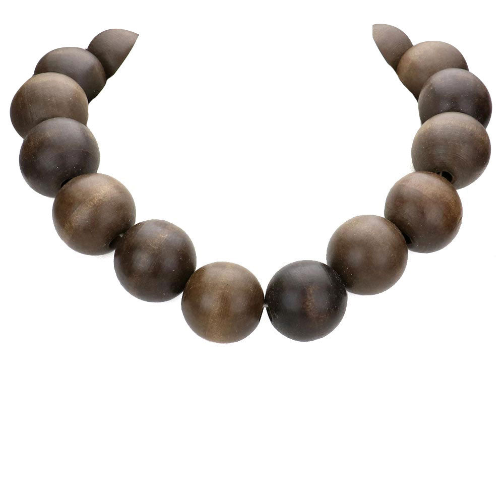 Brown Wood Ball Necklace, delicately polished necklace will enhance your look, versatile enough for wearing straight through the week, perfectly lightweight for all-day wear, coordinate with any ensemble from business casual to everyday wear, the perfect addition to every outfit. Adds a touch of nature-inspired beauty to your look.  