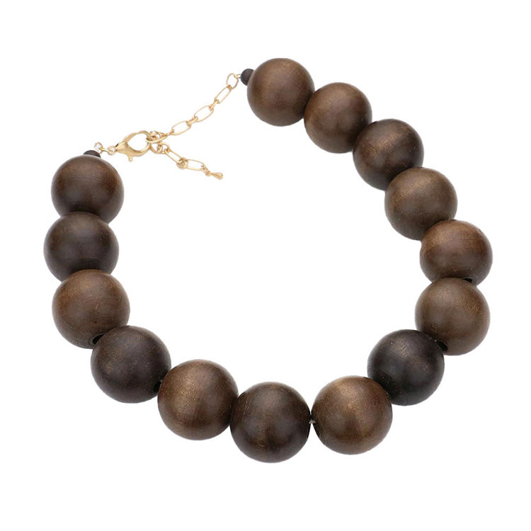 Brown Wood Ball Necklace, delicately polished necklace will enhance your look, versatile enough for wearing straight through the week, perfectly lightweight for all-day wear, coordinate with any ensemble from business casual to everyday wear, the perfect addition to every outfit. Adds a touch of nature-inspired beauty to your look.  