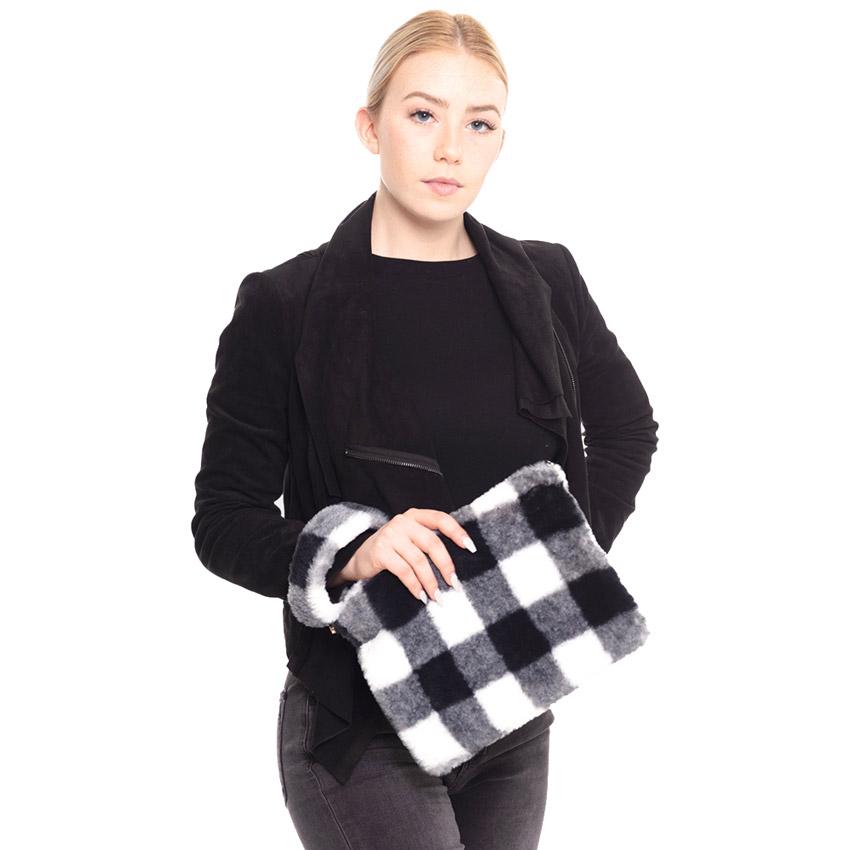 Black Buffalo Plaid Check Crossbody Black Buffalo Plaid Check Wristlet Clutch Bag. The ever so classic checkered print gives you the ultimate fashionista look while carrying this trendy buffalo check bag! It will be your new favorite carry all accessory bag. Perfect Gift for Birthday, Holiday, Christmas, New Years, Anniversary, etc