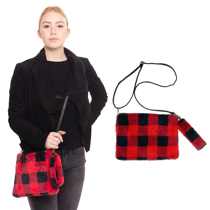 Red Buffalo Plaid Check Crossbody Red Buffalo Plaid Check Wristlet Clutch Bag. The ever so classic checkered print gives you the ultimate fashionista look while carrying this trendy buffalo check bag! It will be your new favorite carry all accessory bag. Perfect Gift for Birthday, Holiday, Christmas, New Years, Anniversary, etc