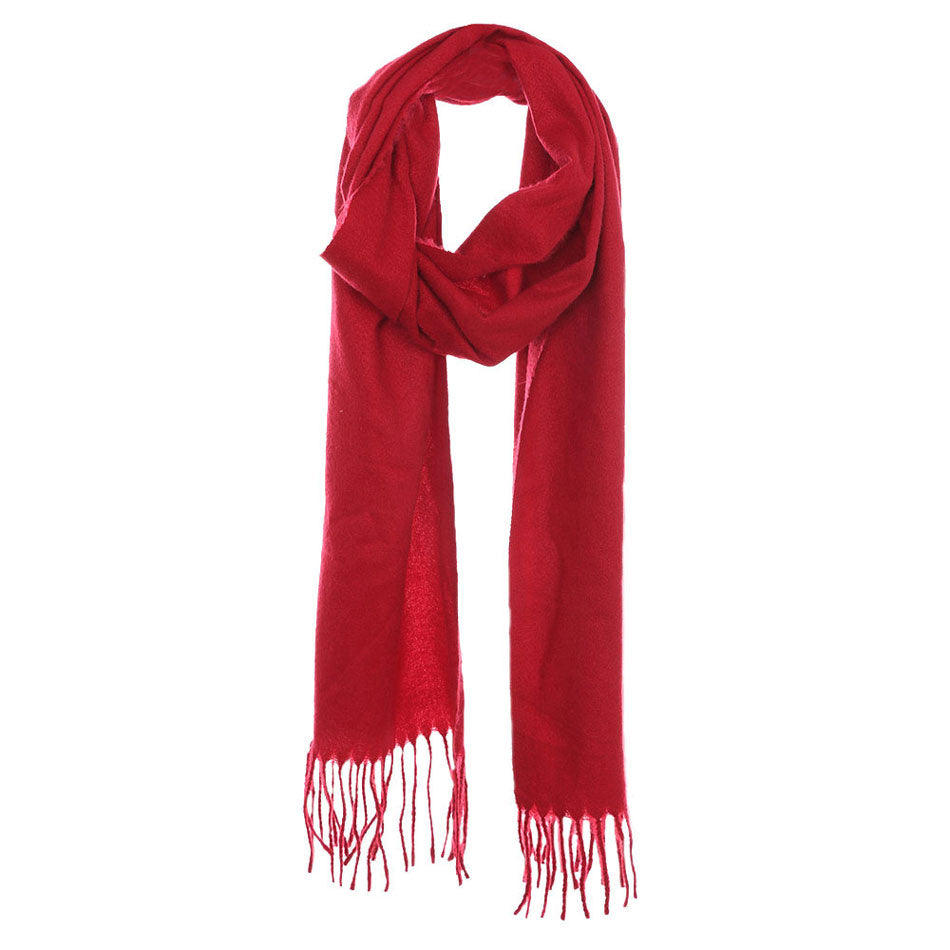 Burgundy Fall Winter Solid Tassel Oblong Scarf, on trend & fabulous, a luxe addition to any cold-weather ensemble. Great for daily wear in the cold winter to protect you against chill, classic infinity-style scarf & amps up the glamour with plush material that feels amazing snuggled up against your cheeks.